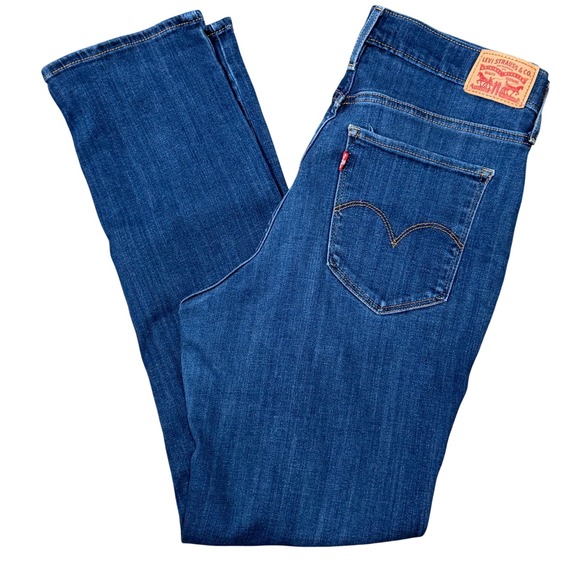 Levi's Denim - Levi's 724 High Rise Straight Denim Blue Jeans (32x30) Classic Clean Dark Wash